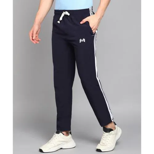 MANK-D Men Striped Track Pants I Slim Fit Athleisure Running Gym Stretchable Track Pant Multipurpose Men's Lower Activewear - Navy