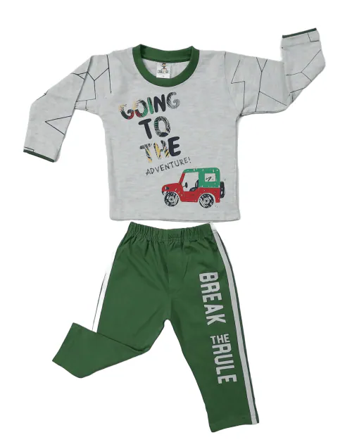 MITRAN Warm Pullover Unisex Winter Tshirt and Pyjama Set Winter Clothing Set for Infant Toddler Baby Boys Girls| Green (2 to 3 Years)