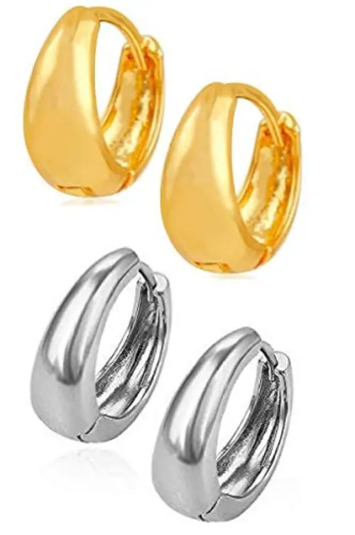 VAMA FASHIONS Gold Plated Kaju Bali Hoop Ear Rings Multicolor (Unisex ) (Pack of 2)