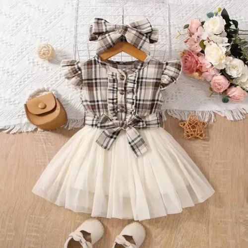 Fond Fashion Baby Girls Wedding Dress Short Fancy Party Elegant Kids Knee Length Cotton Frocks Princess Girls' Dresses