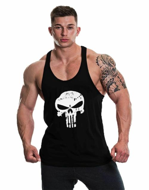 AD2CART A0015 Men's Skull Gym Tank Gym Tank Stringer Tank Tops for Men Gym Vest for Men Sleeveless Bodybuilding Gym Tank Tops for Men