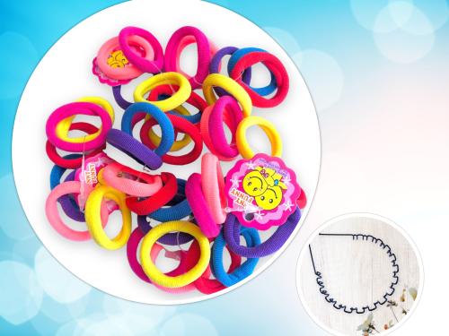 AARTISAI Pack of 48 Number of Multicolour Hair Rubber Band with Free Spiral Metal Hair Band