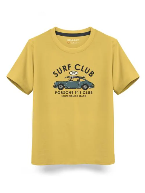 HELLCAT Trendy Mustard Graphic Printed Typo Graphic Cotton Blend Crew Neck / Round Neck Half Sleeve T-shirt for Boys | Non Returnable