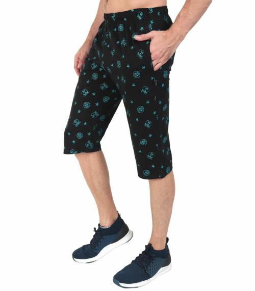ZEFFIT Men Black Printed Three-Fourths