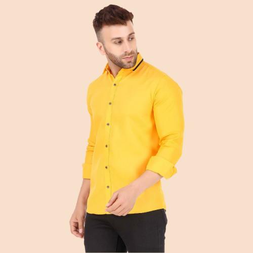 Buy Adwyn Peter Men Yellow Solid 100 Cotton Single Shirt Online at