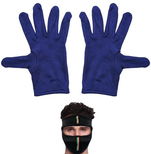 Cotson Men And Women Navy Hand Gloves For Protection From Sun Burn/Heat/Pollution Free Full Cover Face Mask