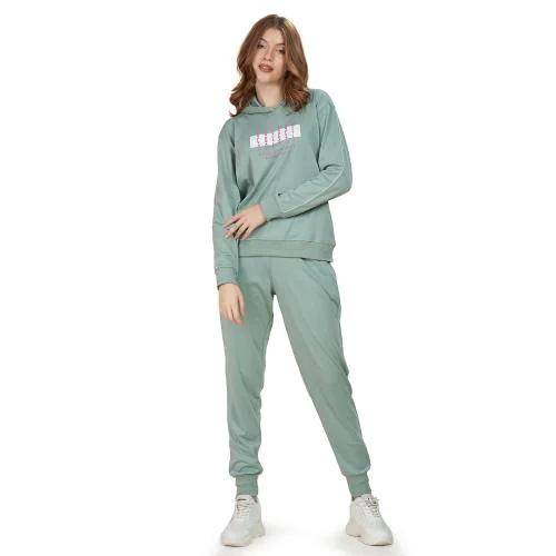 WEET Women Printed Cotton Full Sleeves Track Suit (Pista Green)