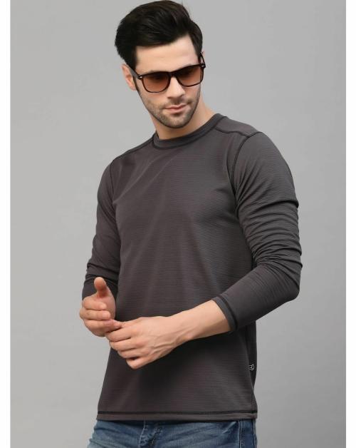 Rigo Men Charcoal Poly CorduroyT-Shirt