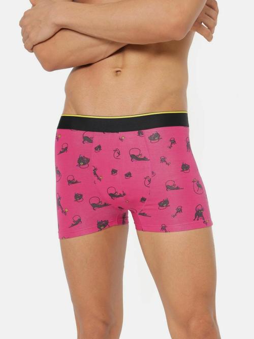 Bummer Undercats Pink Printed Modal Trunks for Men