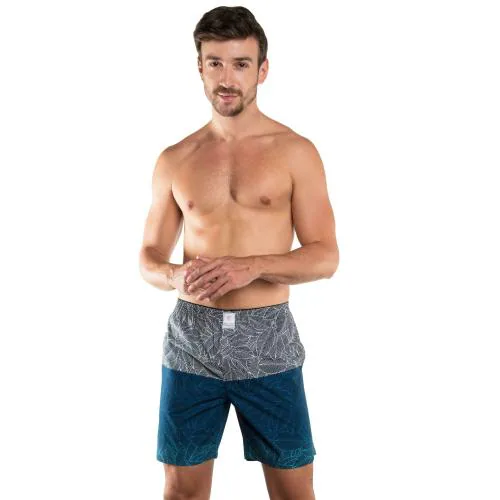 Kristino White _ Blue Lounge Shorts Comfortable Cotton Regular Fit, 100% Organic Cotton Print Multicolor Shorts for Men, Perfect for Outdoor, Running, Workout, Gym and Athletic