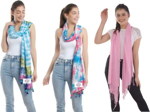 Palatt Girls Printed Pure Cotton Pack Of 3 Scarf (65x185)