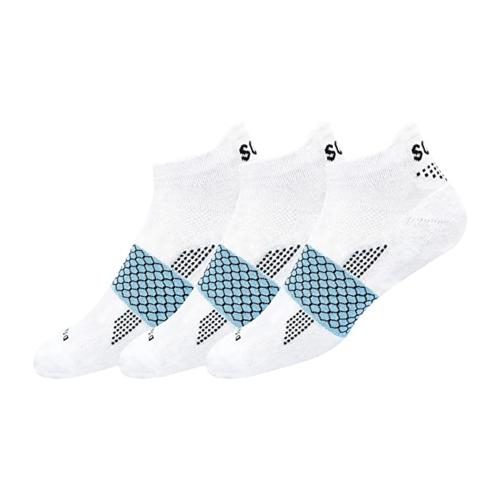 SOXCO Activewear Sports Tab Hex-Comb Zoned Cushion Ankle Socks Men and Women, Pack of 3, (Free Size, White)