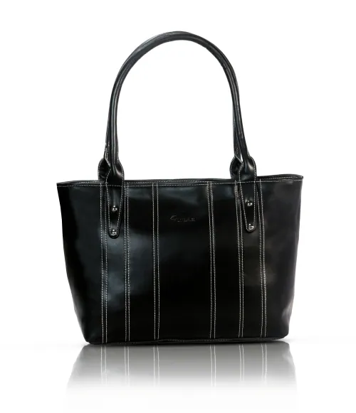 SNEAZ Women Leather Classic Hand Bags | Ladies Purse Travel Shoulder Bags Tote for Women College Girls - Large , Black (SNZ-B-067008)