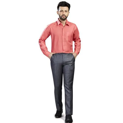 Men Light Red Regular Fit Solid Formal Shirt S