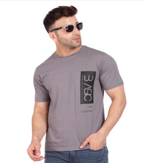 STITCH KNOT Round Neck Basic Print Grey JioMart