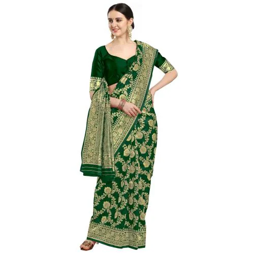 Ethnic Junction Women's Banarasi Silk Blend Saree With Blouse Piece