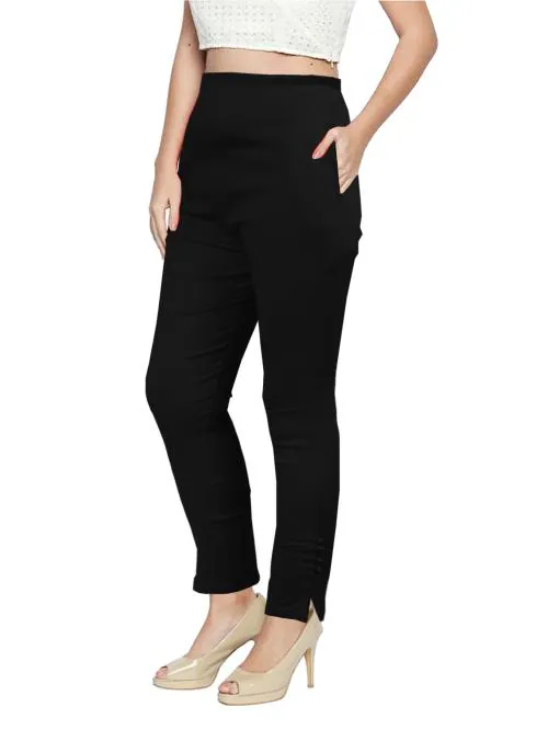 CADILA Women Slim Fit Black Viscose Rayon Trousers