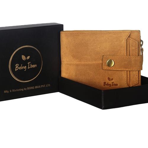 BEING IBAN Real Leather Wallet for Men Slim with 10 Card Slots Men's RFID Wallet Pocket Money Wallet_Tobacco