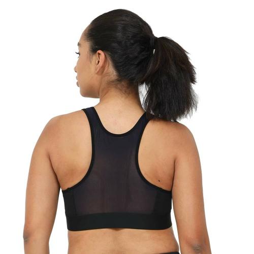 ENVIE Women's Cotton Padded Sports Bra/Removable Pad, Cross Back, Full Coverage, Non-Wired, T-Shirt Type Bra/Workout/Yoga Ladies Inner Wear Daily Use Sports Bra - (Black/Navy_XL)