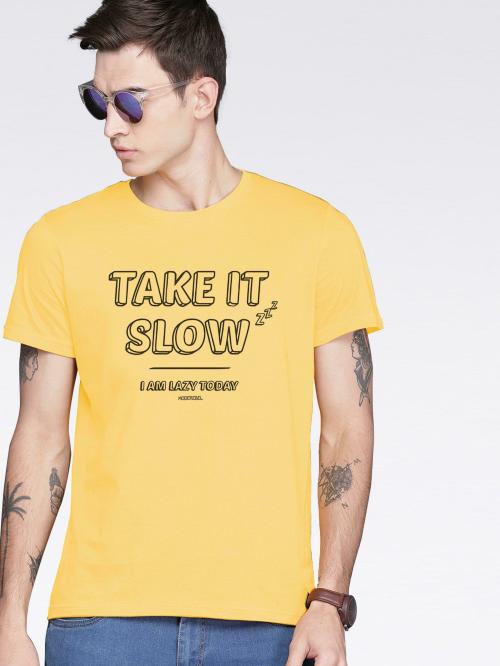 Young Trendz Men Yellow Printed T-shirt Single