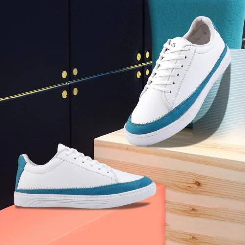 Hakkel Men's Sky Blue and White Sneakers