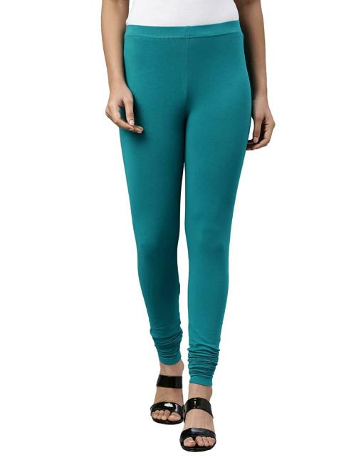 Buy Go Colors Women Blue Solid Stretch Leggings Online at Best Prices
