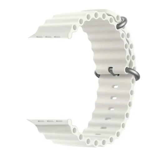 IIK Collection New Flexible Silicone Ocean Sport Bands With Apple Watch Band For Men Women, Replacement Straps For iWatch Series Ultra/8/7/6/5/4/3/2/1/SE Only Silicone Strap for Apple iWatch Watch NOT Included - (IIK-ULTRA8-RubberStrap-White-002)