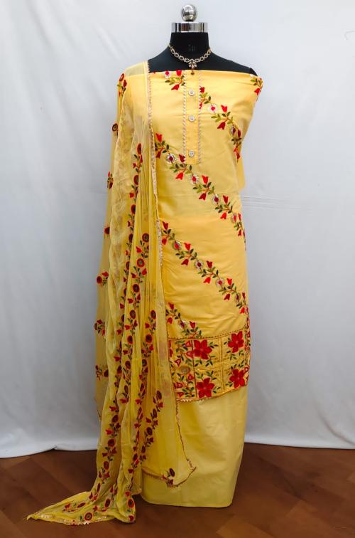 AmpleLuxe Suit for women Aari tari work Best design flower Party wear suit and casual(Beige)