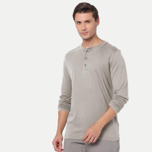 Rad Prix Mens Cream Henley Neck T-Shirt