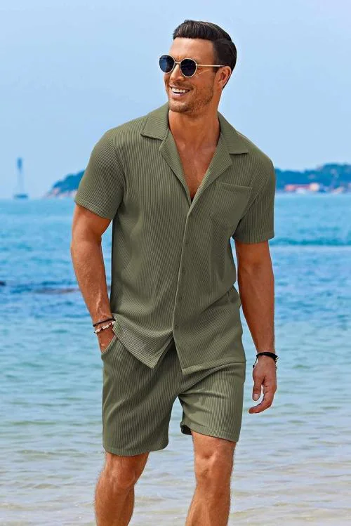 OOKSIN Premium Soft & Cotrise Stuff Shirt & Shorts Set For Men