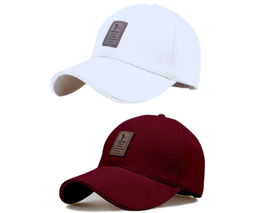CLASSYMESSI EDIKO Cap Combo Pack of 2 Cotton Cap for Men's and Women's MAROON WHITE