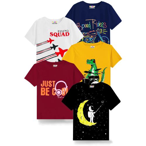 KUCHIPOO Regular Fit Boys T-Shirts, Pack of 5, TSHRT-188 | Boys Tshirt | Kids Wear | T shirt for Kids | T shirt for boys | Boys t tshirts
