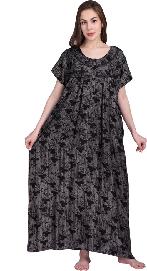 Girls and Moms Women Nighty (Black)