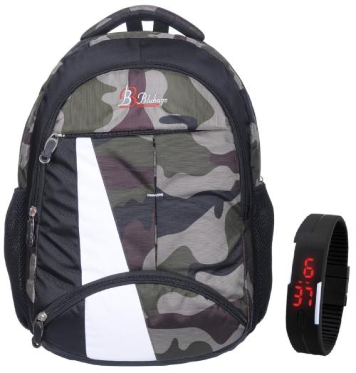 Blubags Camouflage Backpack, 36 L With Led Watch (Combo Of 2)