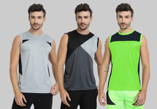 Ftx Men Color Block Pack Of 3 Vest (L)