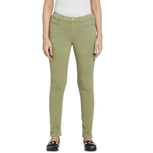 Go Colors Women Olive Cotton Jeggings