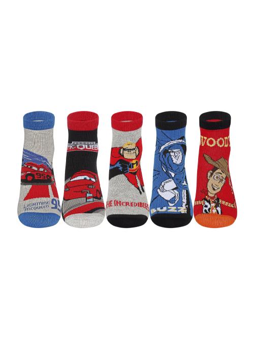 Supersox Disney Incredible/ Toys Stories /Cars Character Ankle Length Socks Collection for Kids Pack of 5 (9-10 Years)