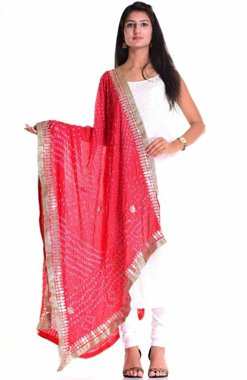 Kastiel Women Red Printed Art Silk Dupatta