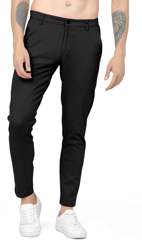 GRAPPI5 COLLECTION Balkrishna Creation Men Black Solid Lycra Blend Regular Fit Trouser (32)