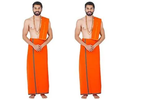 Suman Tex Suman Tex Men Kavi Color Cotton Set Of 2 Lungi With Towel