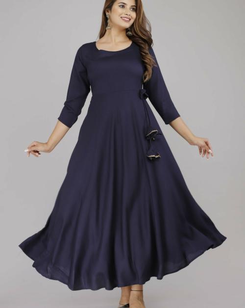 VISAOM Women Printed A-line Kurta (Purple)