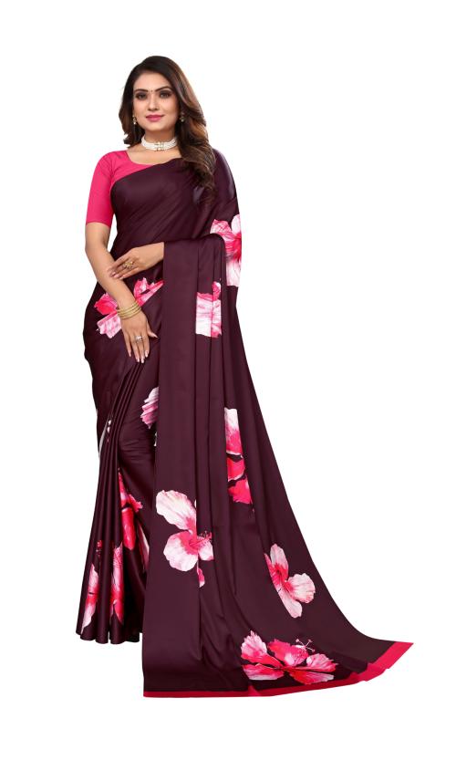 Peora's Closet Women's Japan satin Digital Printed Saree with blouse piece