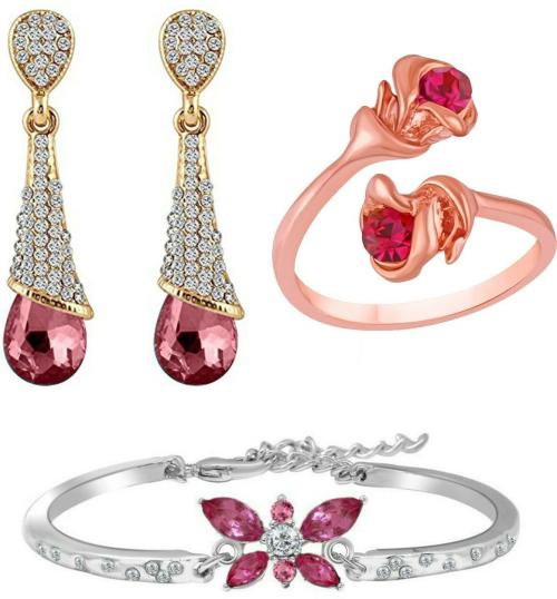 Buy Mahi Women Rhodium Plated Alloy Jewellery Set (Multicolor) Online