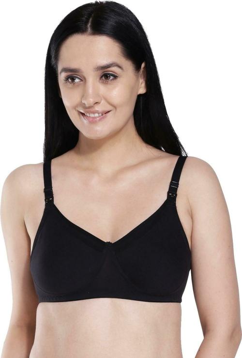 Anoma Black Solid Cotton Blend Maternity Bra (40D)