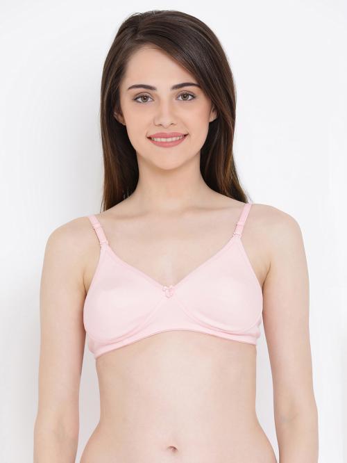 Clovia Pink Solid Cotton Single Full Coverage Bra
