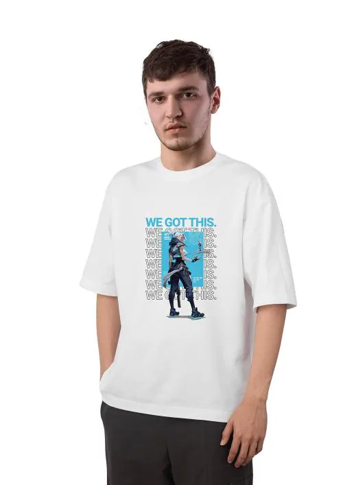 Lups Men And Women White Valorant Jett Digital Printed Cotton Oversize T-Shirt (2Xl)