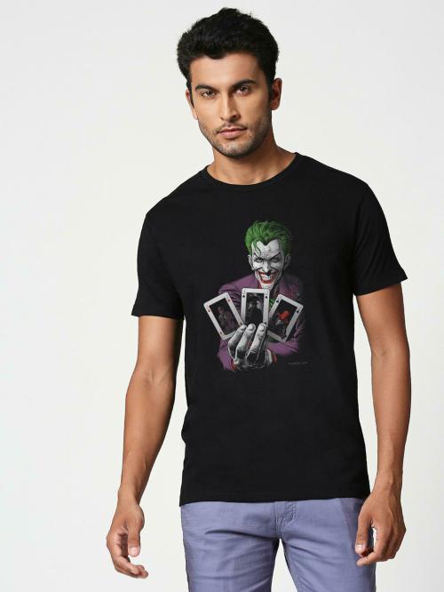 Bewakoof Men Joker Cards Printed Half Sleeve Round Neck T-Shirt