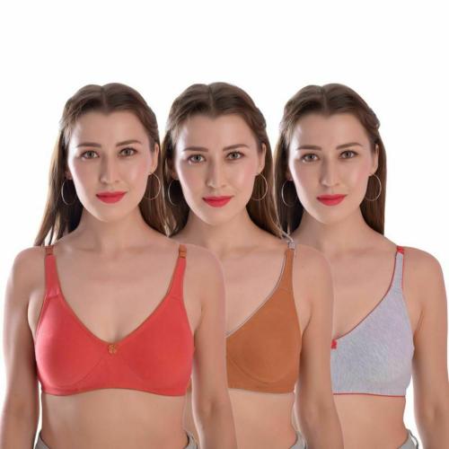 Narsibgha Dreams Women's Cotton Non Padded Non-Wired T-Shirt Bra Pack of 3