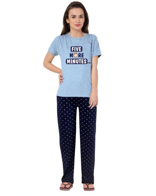 Fflirtygo Night Suit Set for Women Night Wear, Lounge Wear ,Printed Pure Cotton ,Top & Pyjama Set