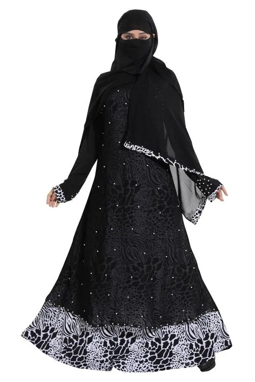 Tucute Women Black Solid Chiffon Single Burqa